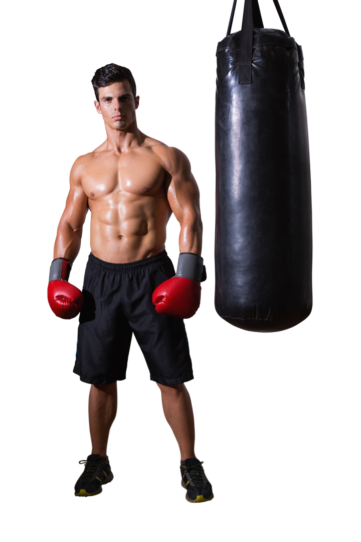 Hispanic Boxer with Red Gloves and Punching Bag Transparent Background - Download Free Stock Images Pikwizard.com