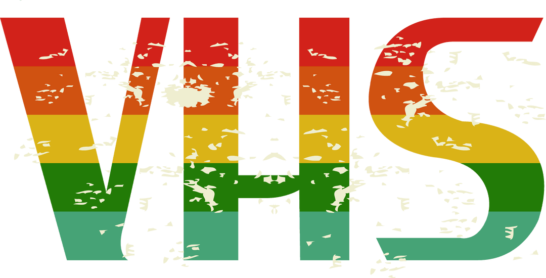 Retro VHS Letters with Weathered Textured Striped Gradient on Transparent Background