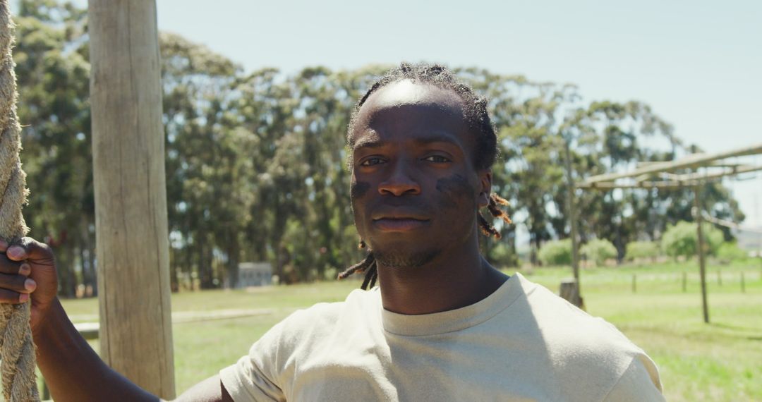 Determined Soldier on Military Obstacle Course Training