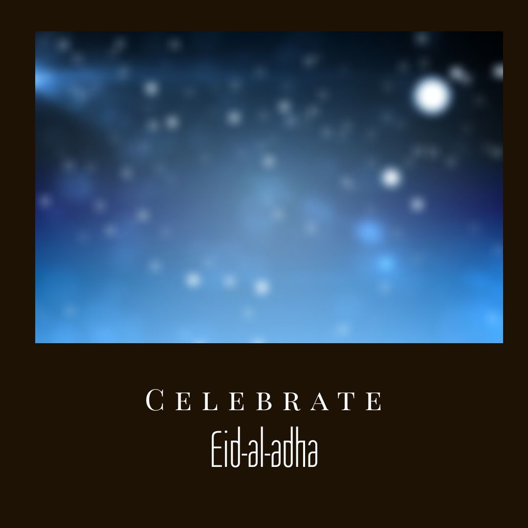 Celebrate eid-al-adha text on frame with bokeh background image - Download Free Stock Templates Pikwizard.com