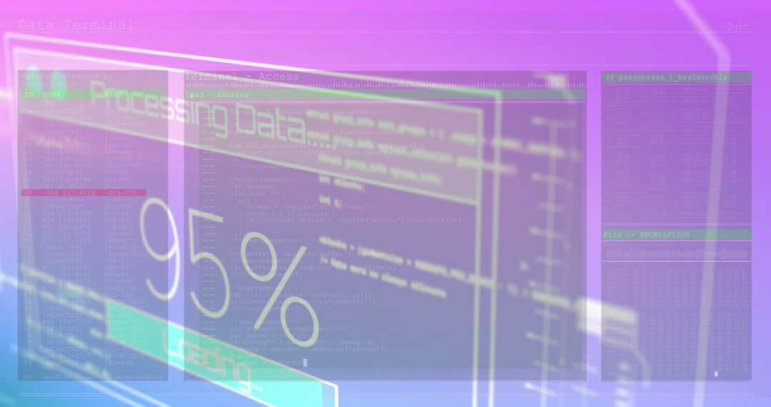 Abstract Digital Data Processing Screen Over Pink Background