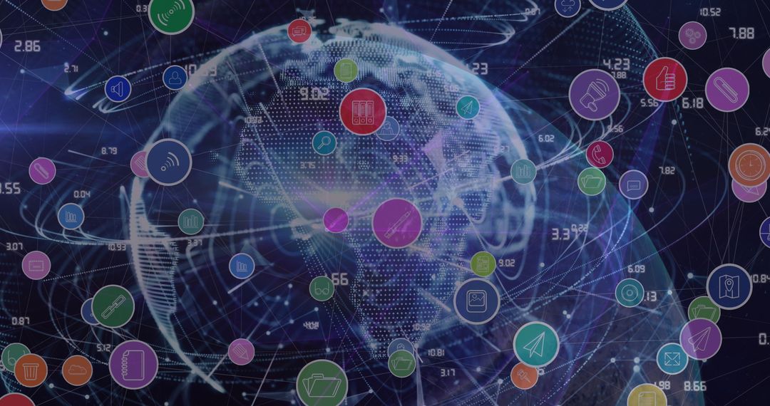 Global Connections and Data Network with Futuristic Graphics