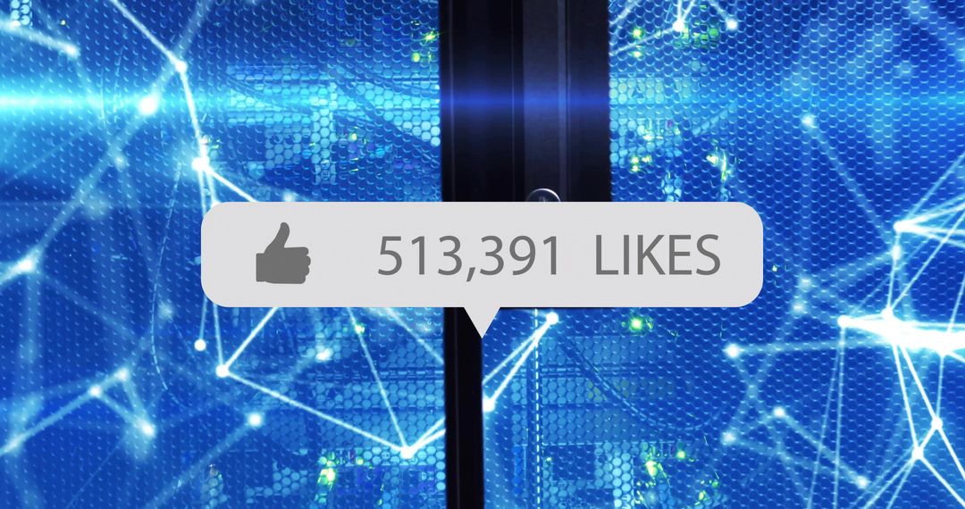 Virtual Likes Icon Over Futuristic Data Center