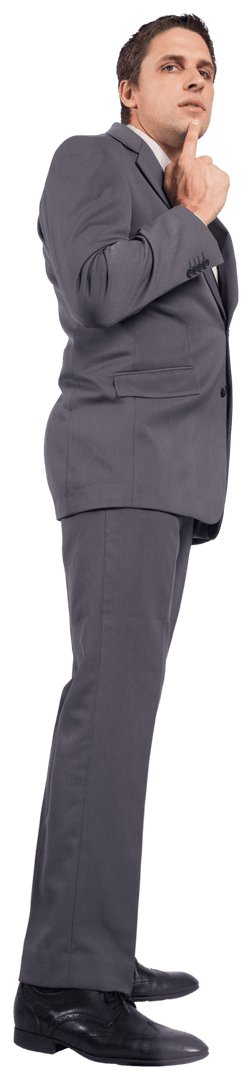 Confident Businessman Thinking with Transparent Background