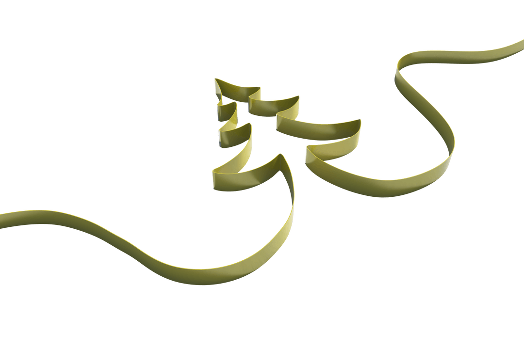 Creative Green Christmas Tree Ribbon on Transparent Background