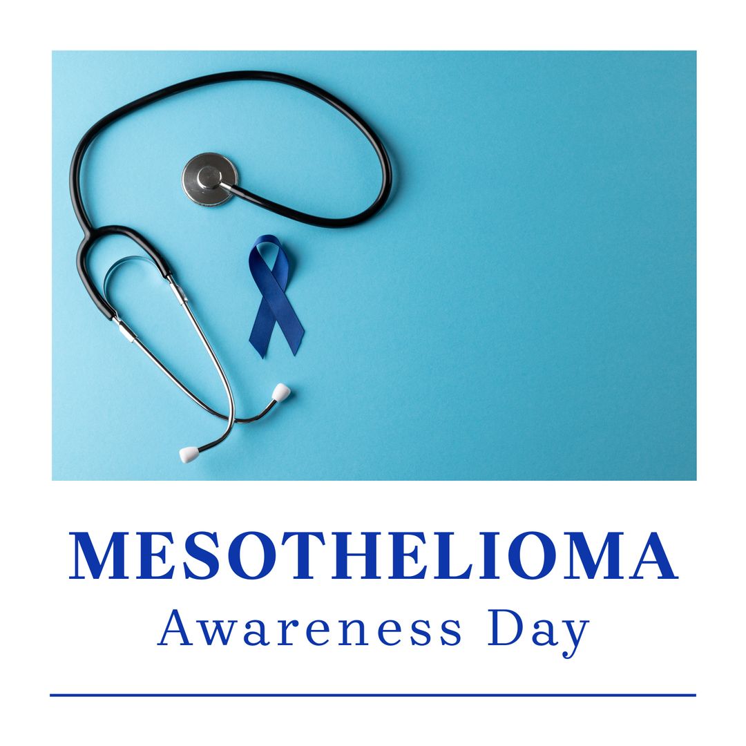 Blue-Themed Mesothelioma Awareness Day Poster with Ribbon and Stethoscope - Download Free Stock Templates Pikwizard.com