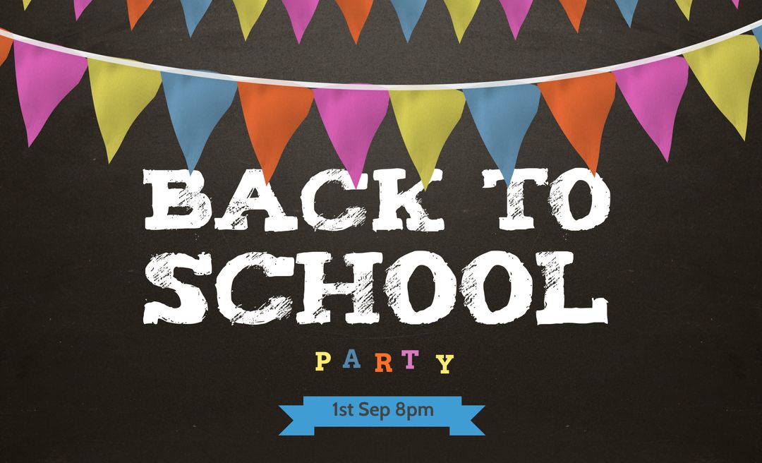 Festive Back to School Invitation with Colorful Bunting