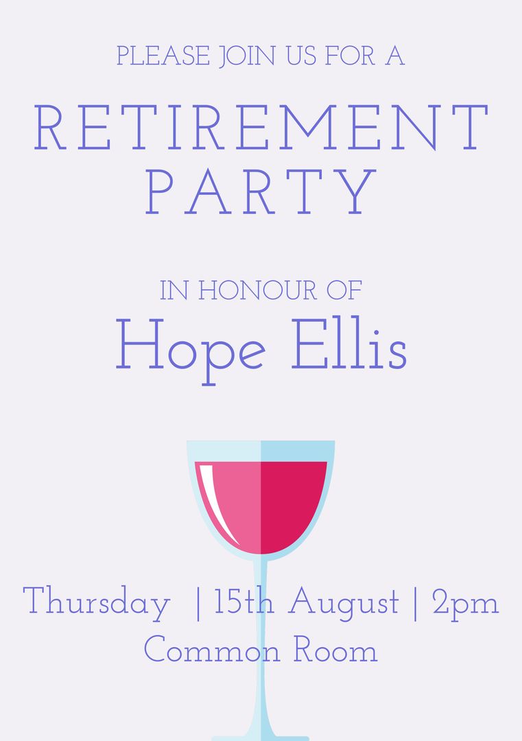 Elegant Retirement Party Invitation Design with Wine Glass - Download Free Stock Templates Pikwizard.com