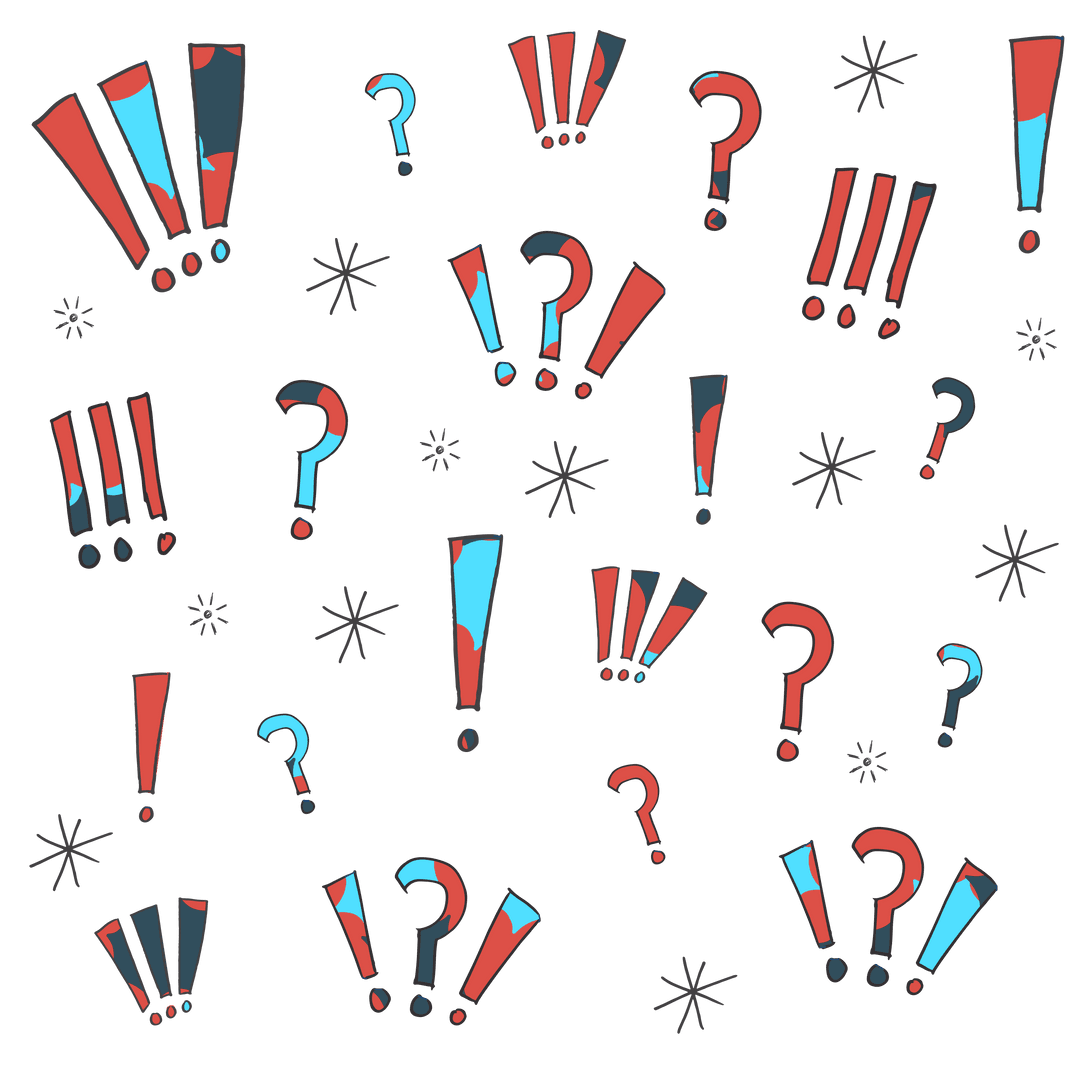 Vibrant Question and Exclamation Marks Pattern on Transparent Background