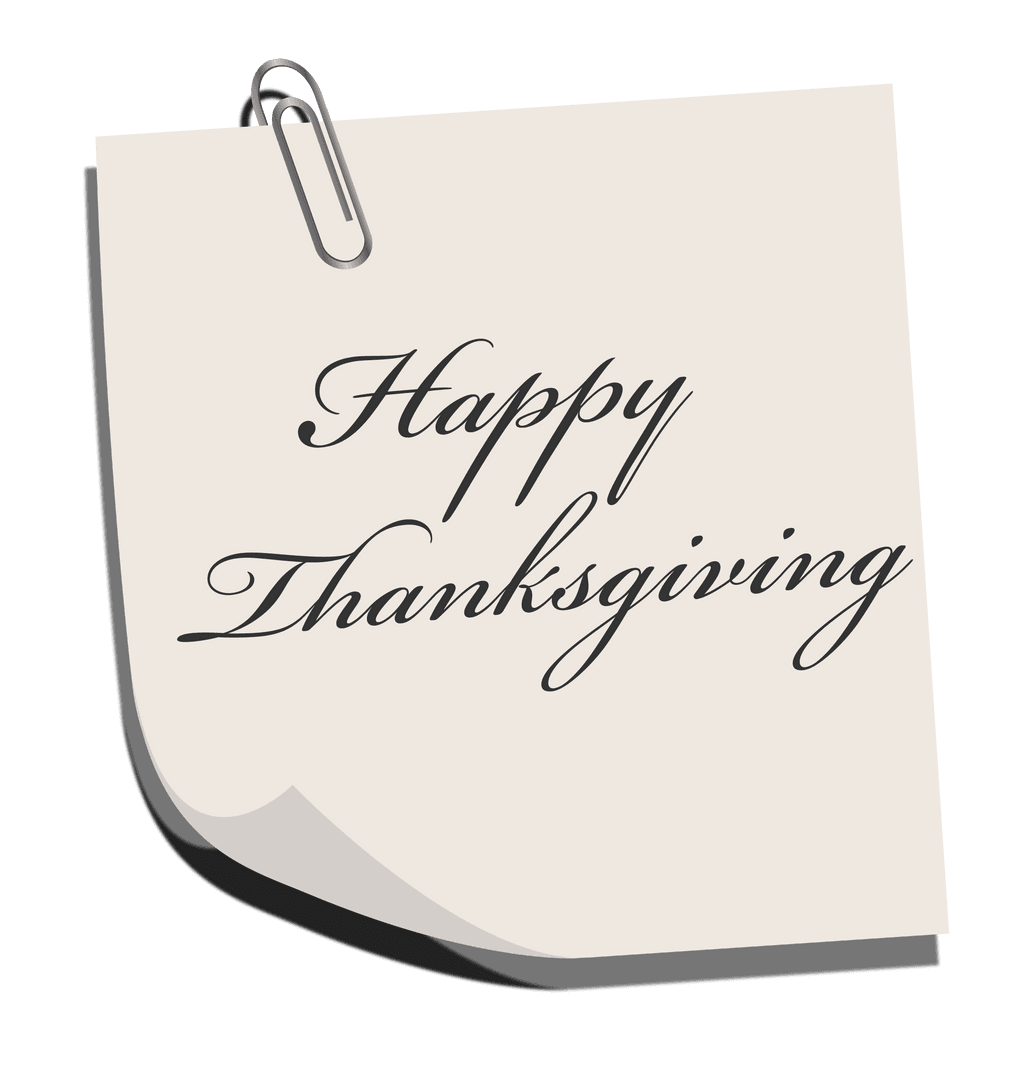 Elegant Happy Thanksgiving Note on Transparent Background