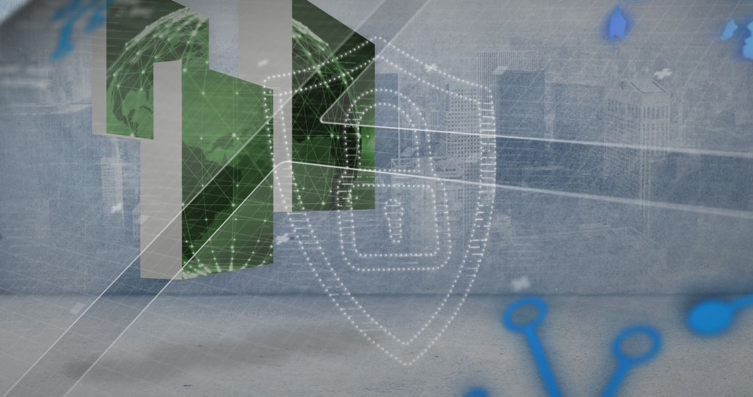 Digital Security Interface with Conceptual Cityscape Background