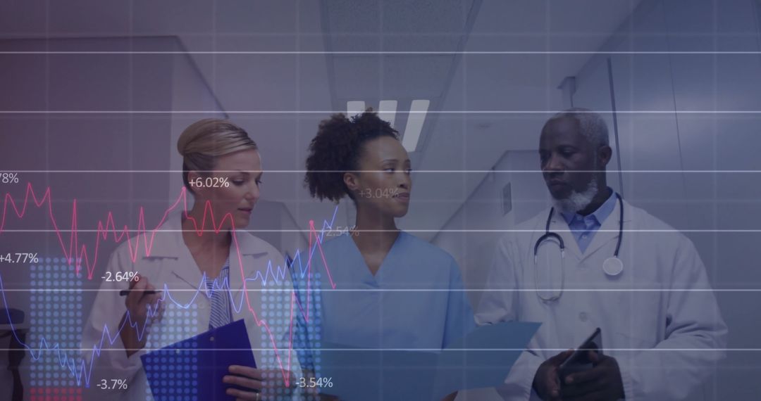 Diverse Medical Team Analyzing Patient Data in Hospital