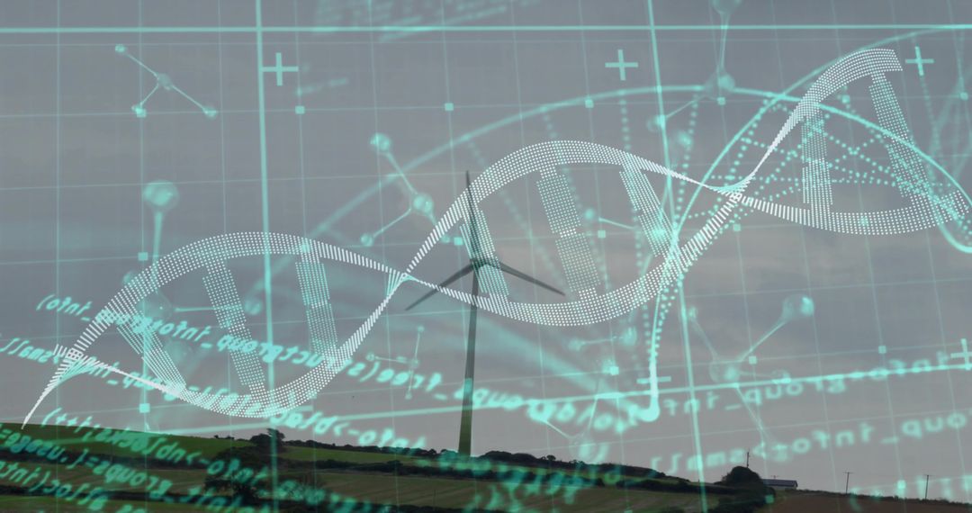 Wind Turbine with DNA Helix and Data Overlay Linking Renewable Energy, Genomics and Data