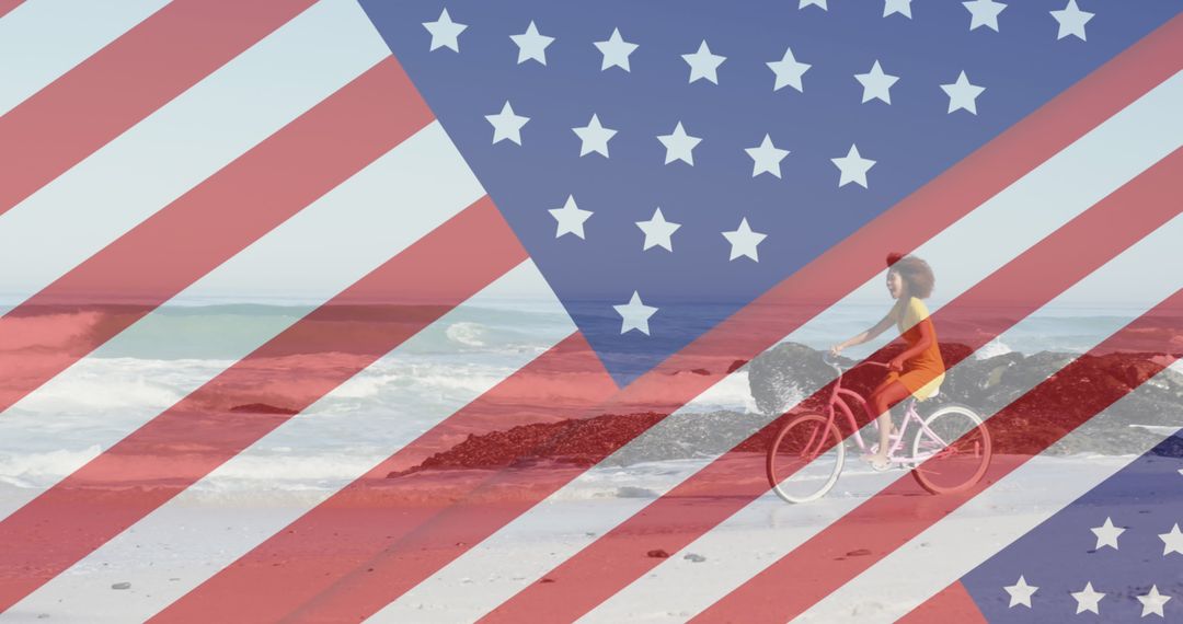 Blended Symbols of American Freedom on the Beach