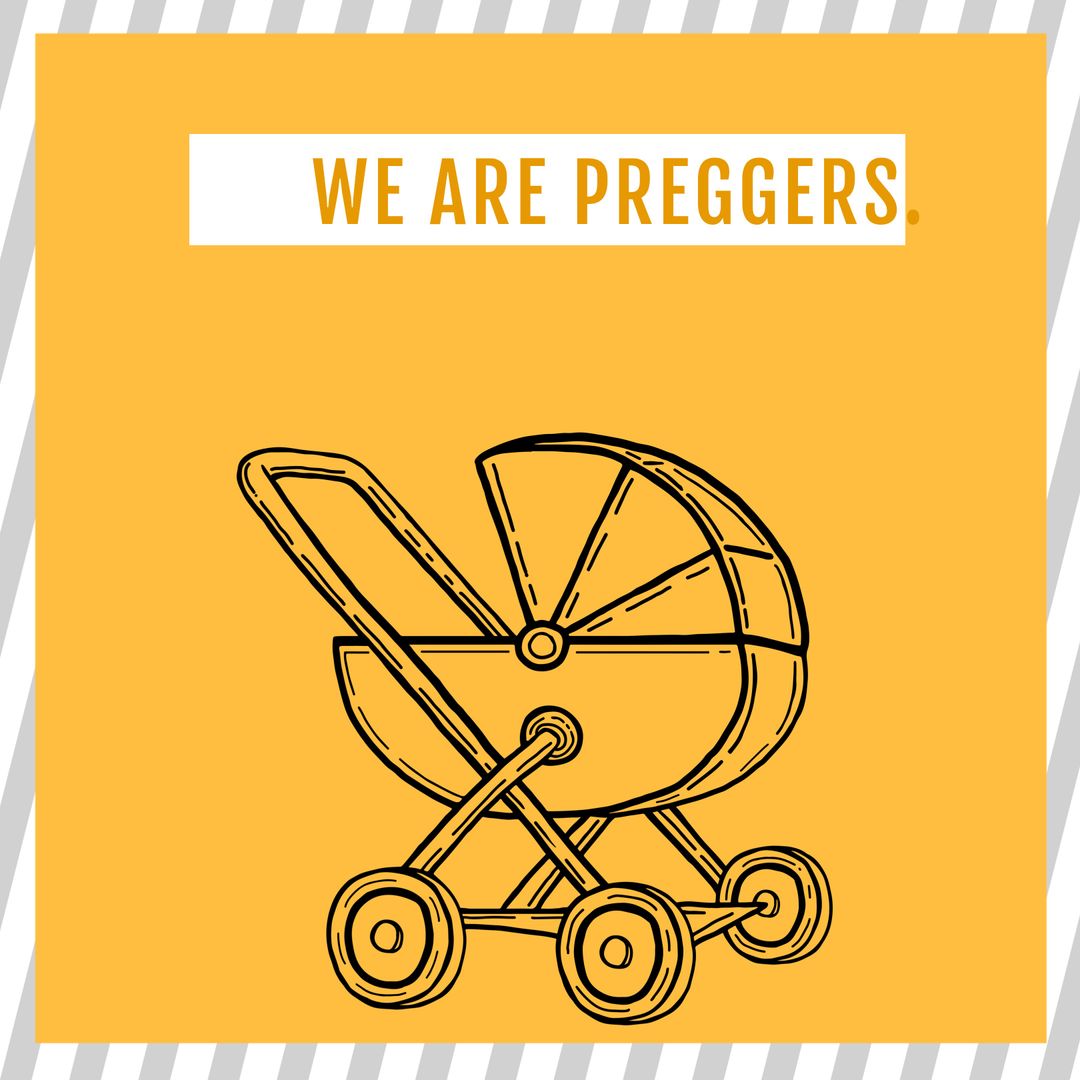 Pregnancy Announcement Illustration with Baby Stroller Icon