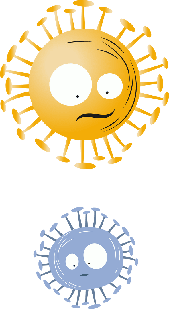 Comic Virus Icons on Transparent Background Express Turmoil