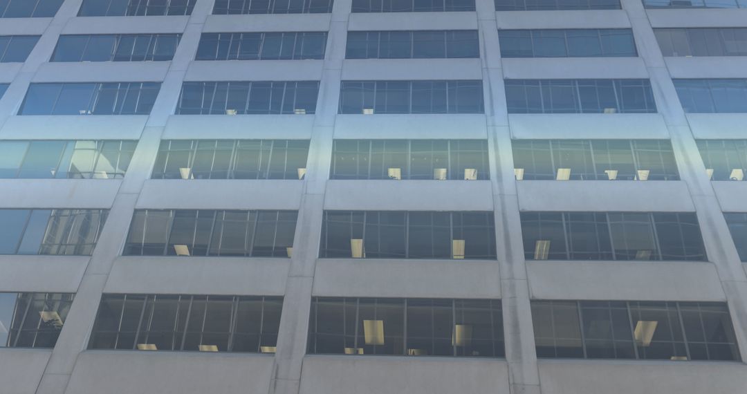 Digital Data Layers Over Urban Office Building