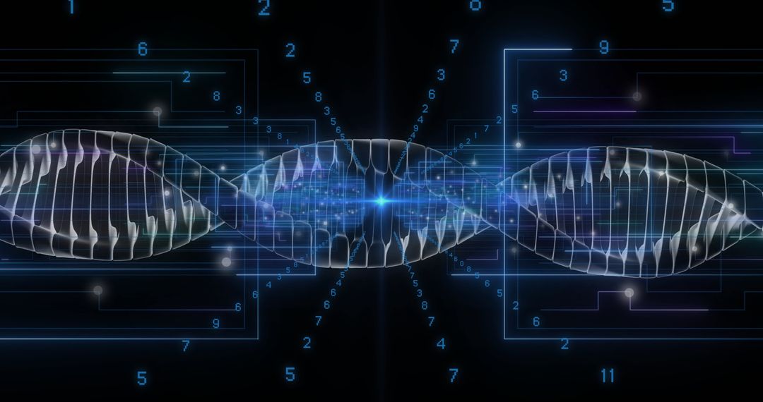 Digital DNA Strand with Network Connections Visualizing Data Flow