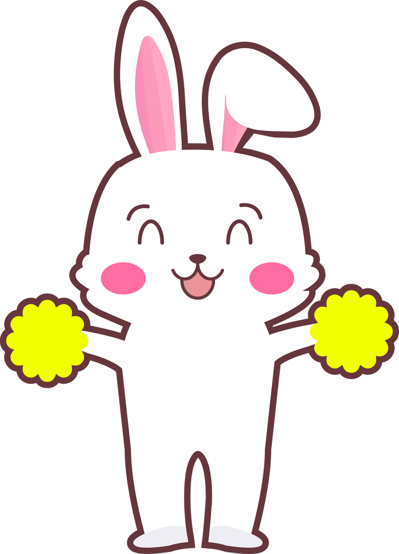 Cheerful Cartoon Bunny Cheering Transparent Background