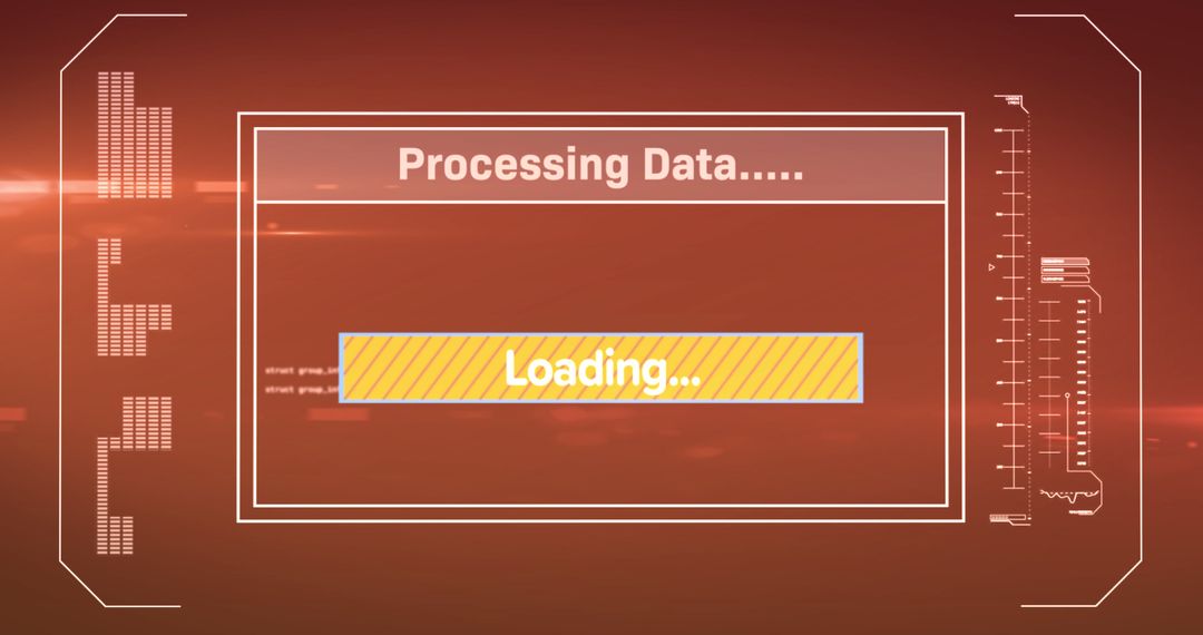 Digital Data Processing Animation on Orange Background
