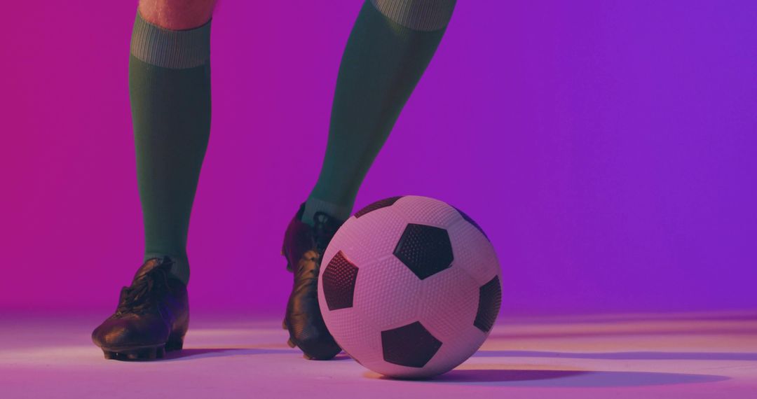 Dynamic Studio Soccer Scene with Bright Color Background