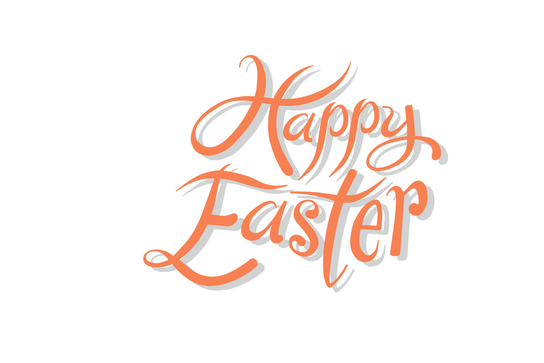 Happy Easter Handwritten Text on Transparent Background