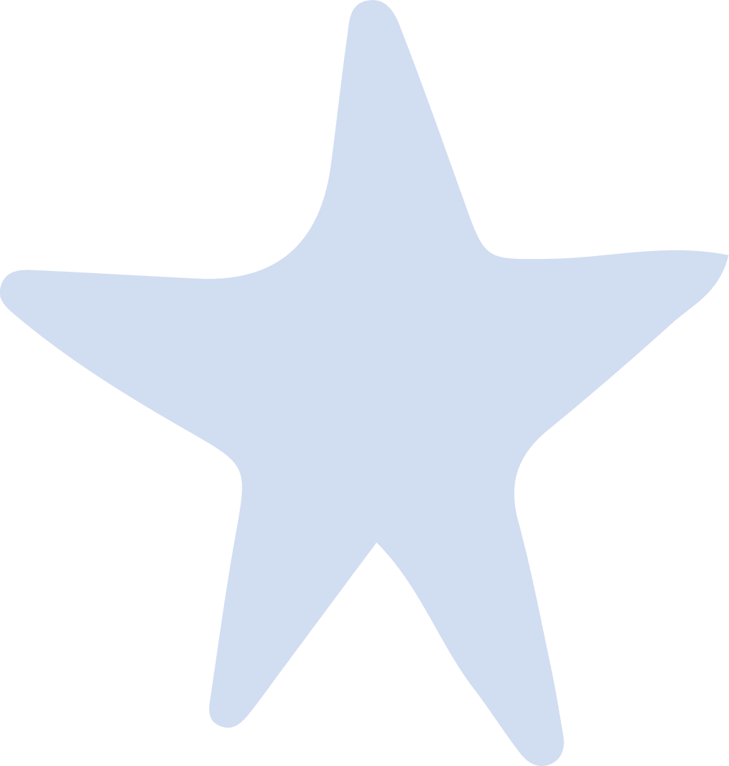Stylized Star Icon with Rounded Tips on Transparent Background