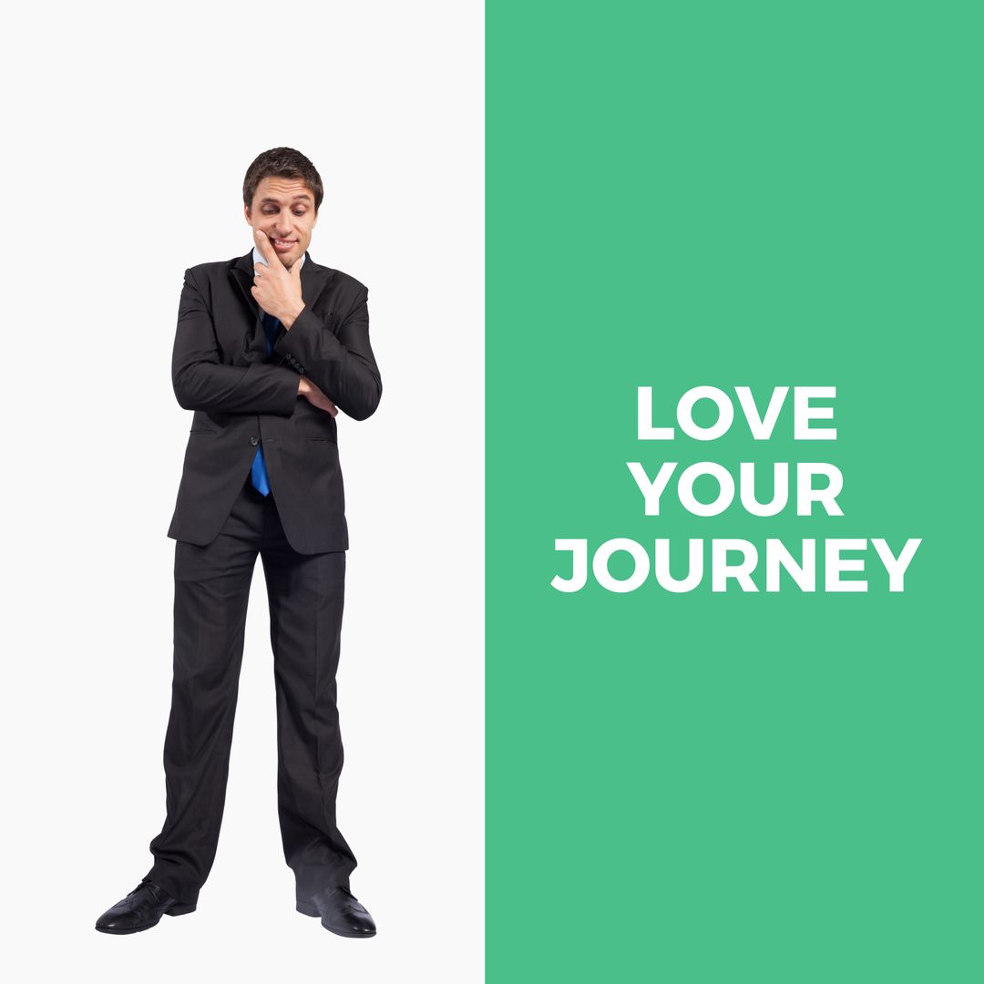 Contemplative Businessman with Inspirational Quote Design