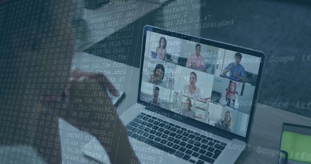 Virtual Team Meeting Overlayed with Coding Screen Technology