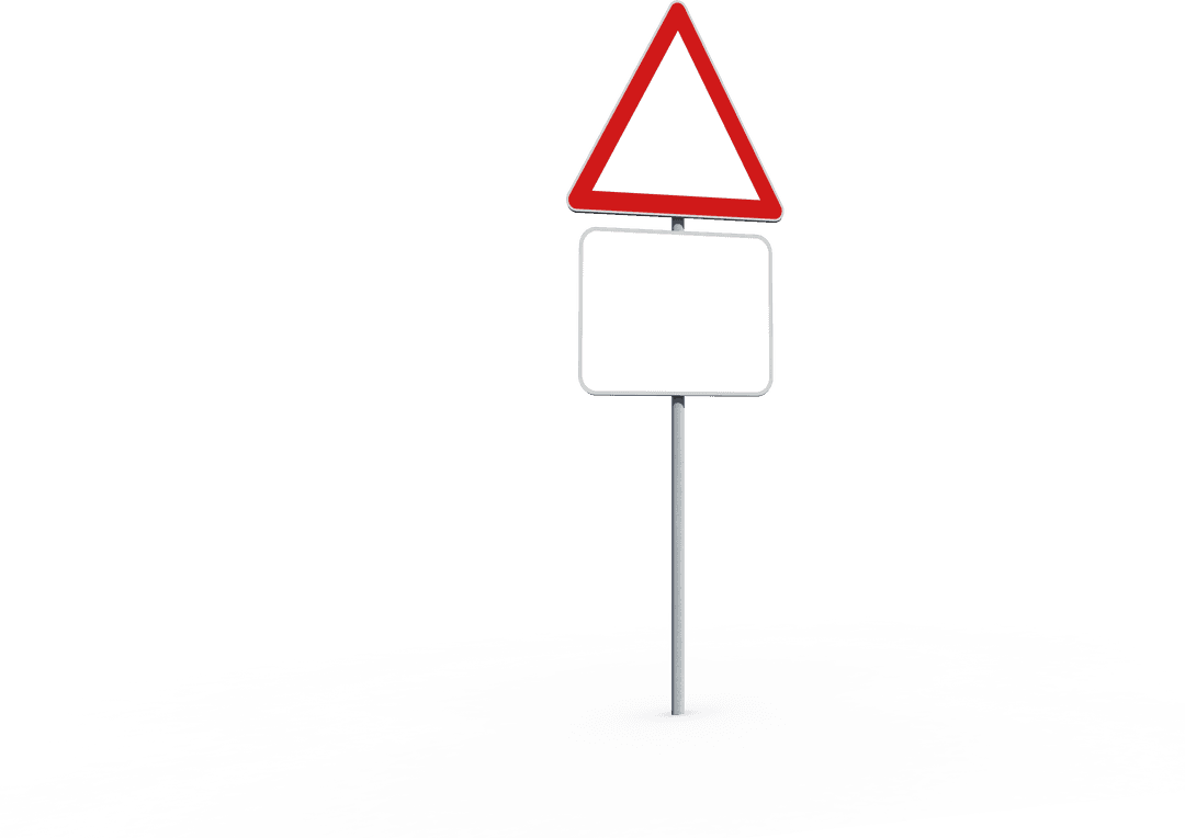 Transparent Traffic Sign with Blank Placard on Isolated Background