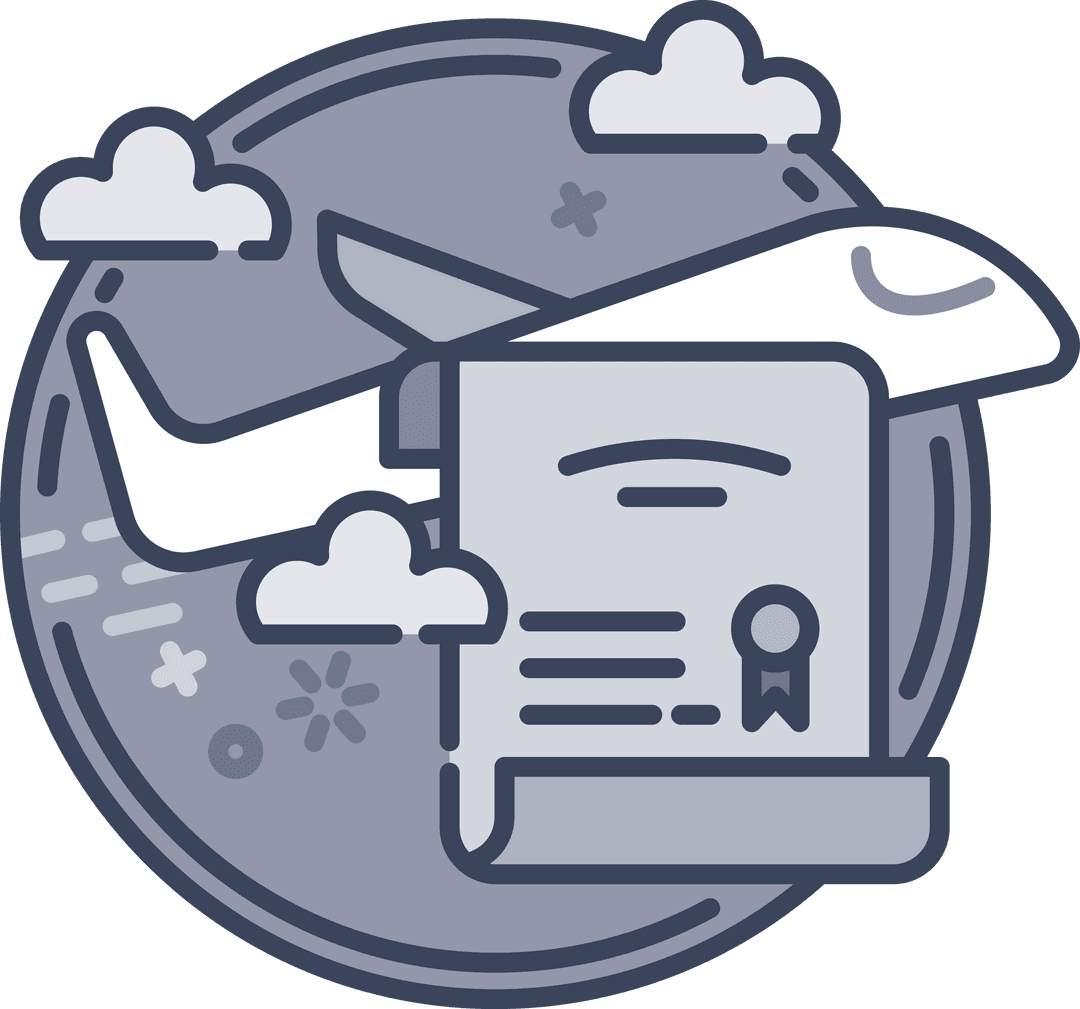 Transparent Vector Airplane And Certificate Illustration Concept