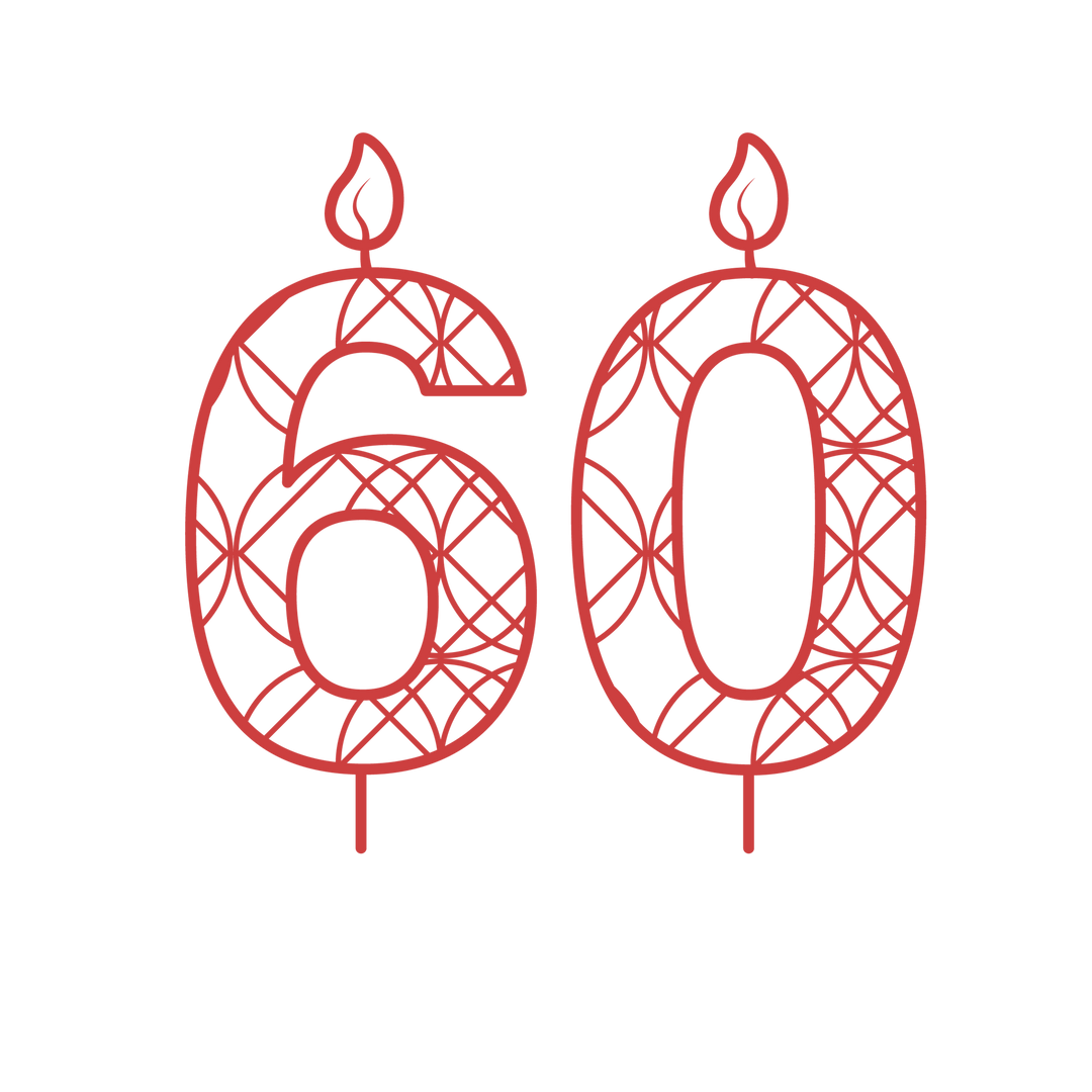 Red Patterned 60 Birthday Candle on Transparent Background - Download Free Stock Images Pikwizard.com