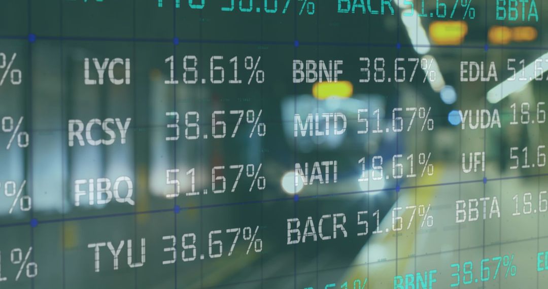 Financial Data Display with Subway Platform Background