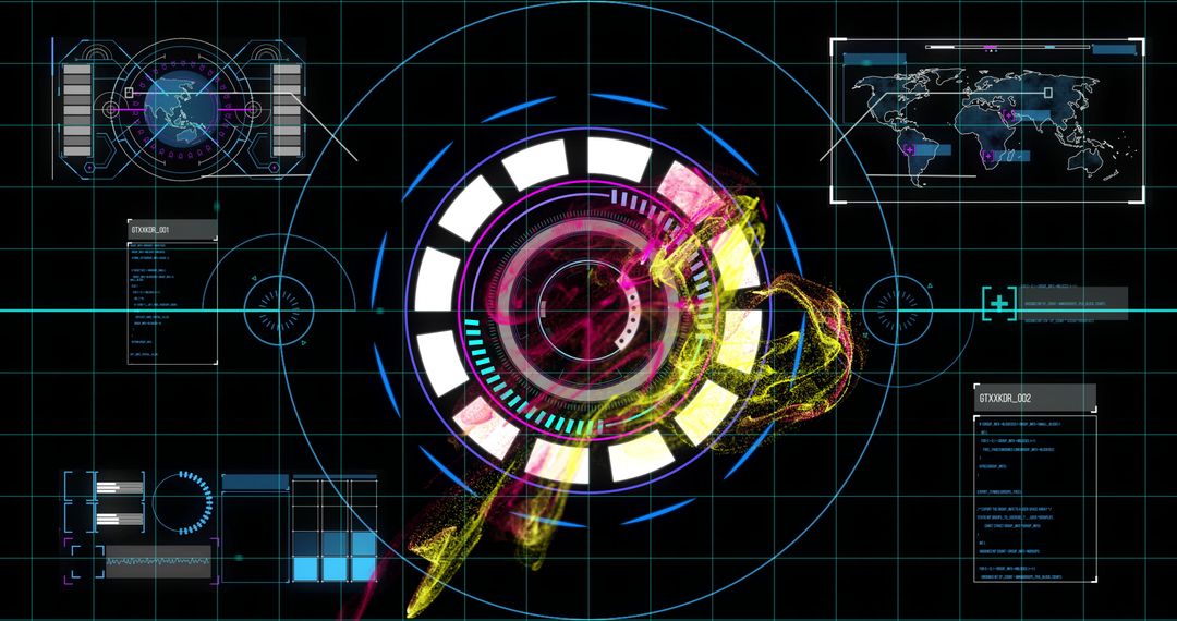 Futuristic Heads-Up Display with Digital Interface and Data Metrics