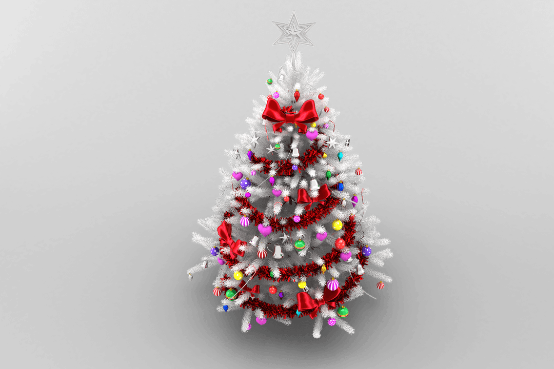Festive Transparent Christmas Tree Adorned with Colorful Decorations