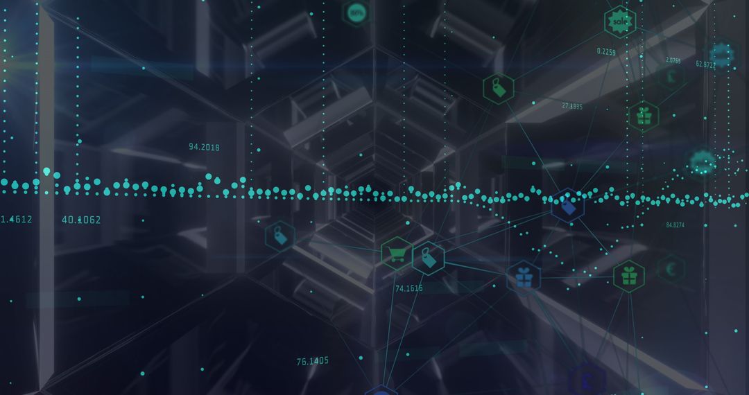 Digital Data Network Over Futuristic Tunnel