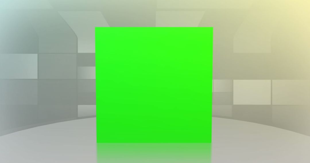 Bright Green Square Panel in Modern Minimalist Studio