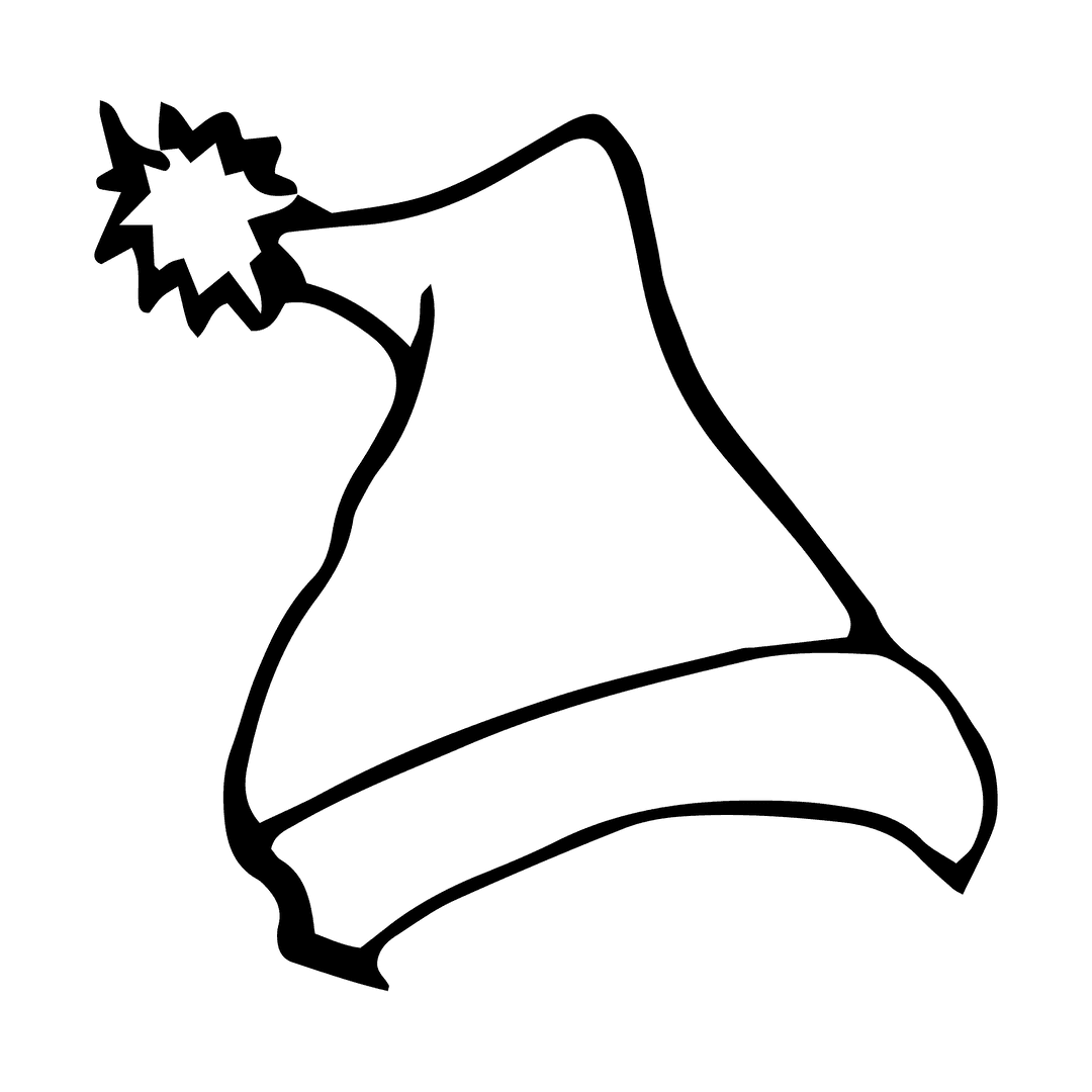 Black Outline Santa Hat on Transparent Background