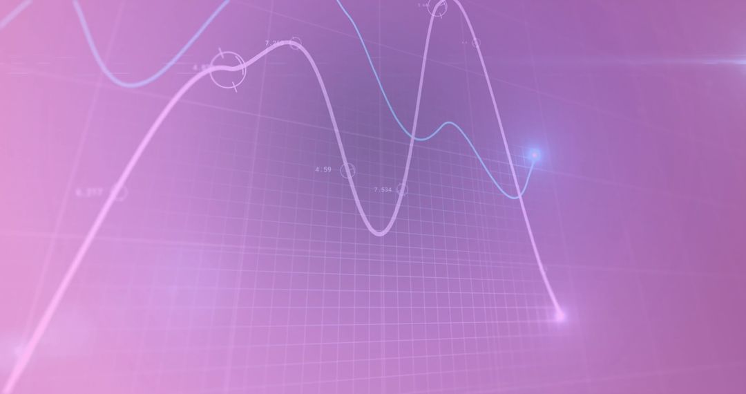 Abstract Digital Data Visualization with Line Graph on Purple Background