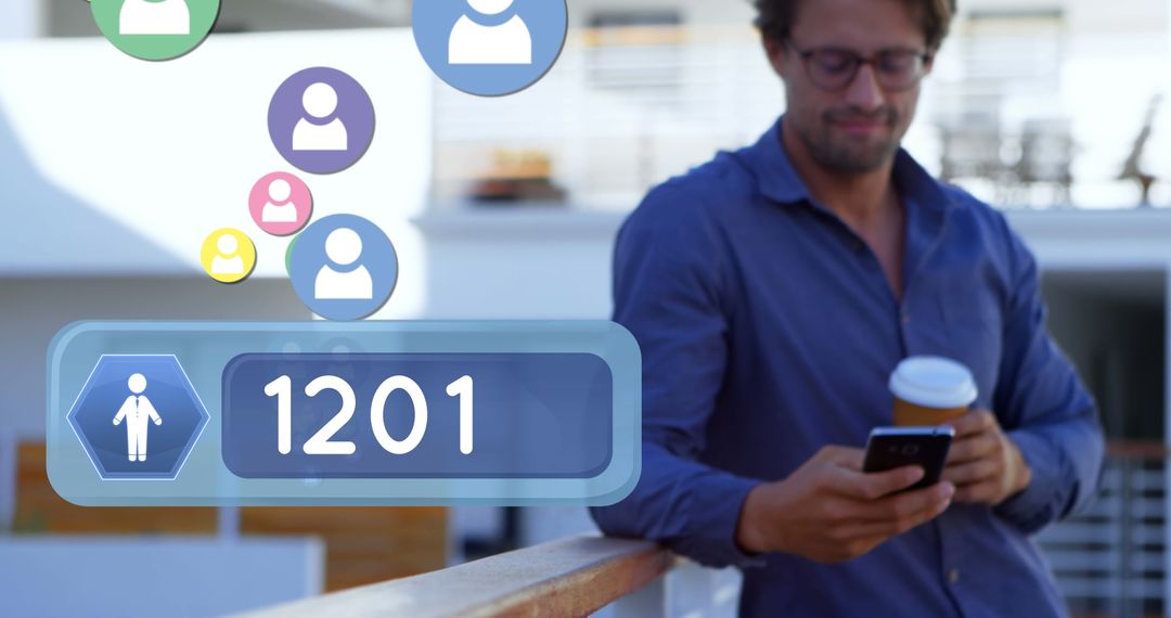 Man Engaging on Phone with Social Media Follower Growth Metaphor