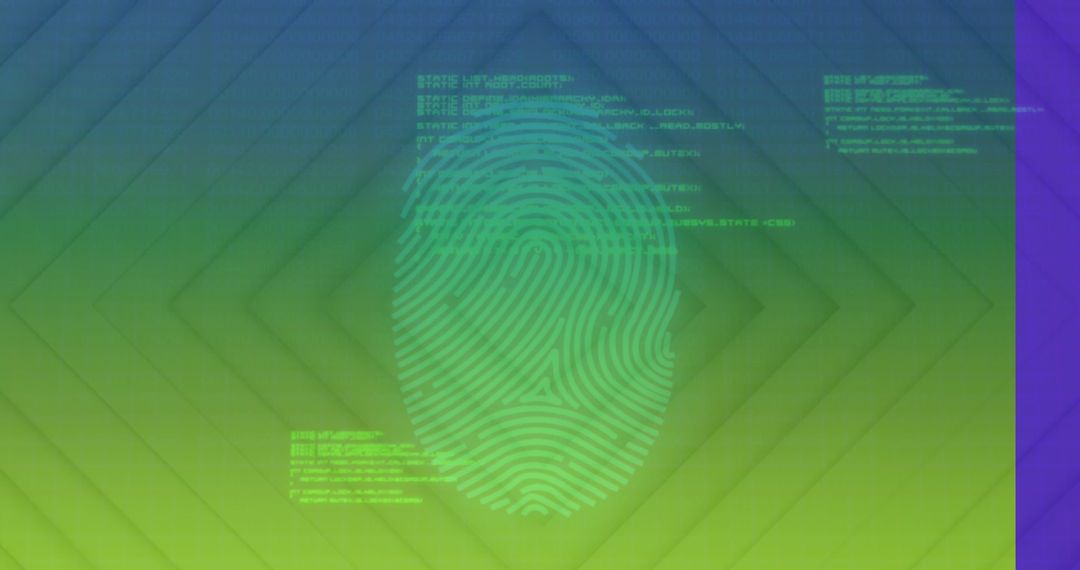 Digital Fingerprint with Layers of Code on Geometric Background