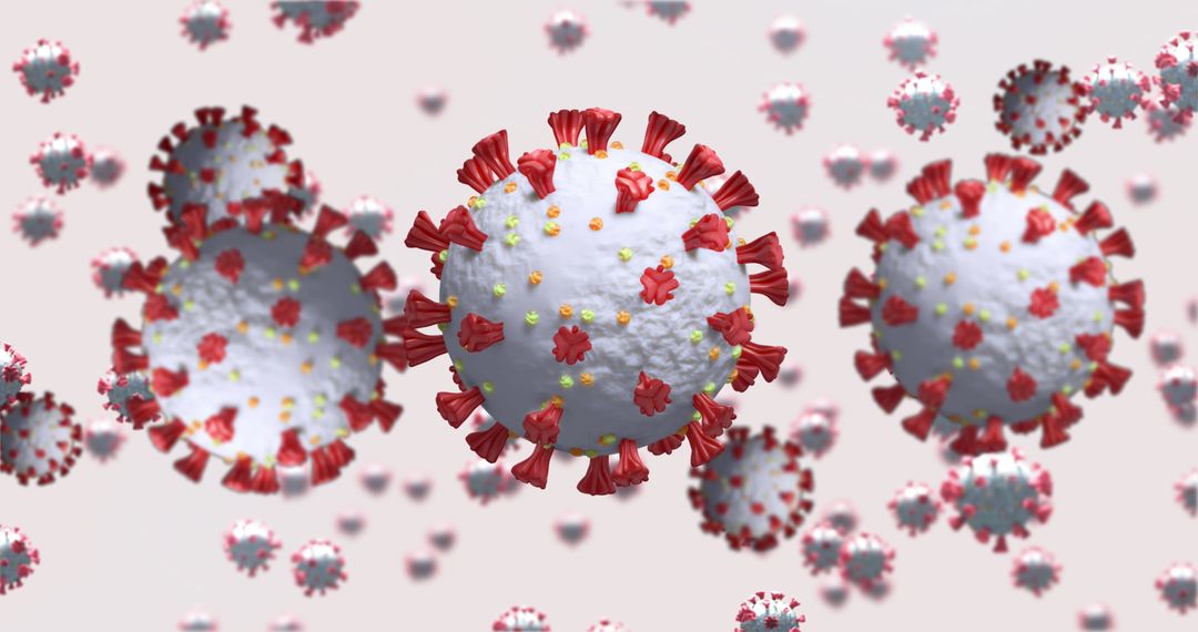 3D Representation of Spinning Coronavirus Cells in Macro View