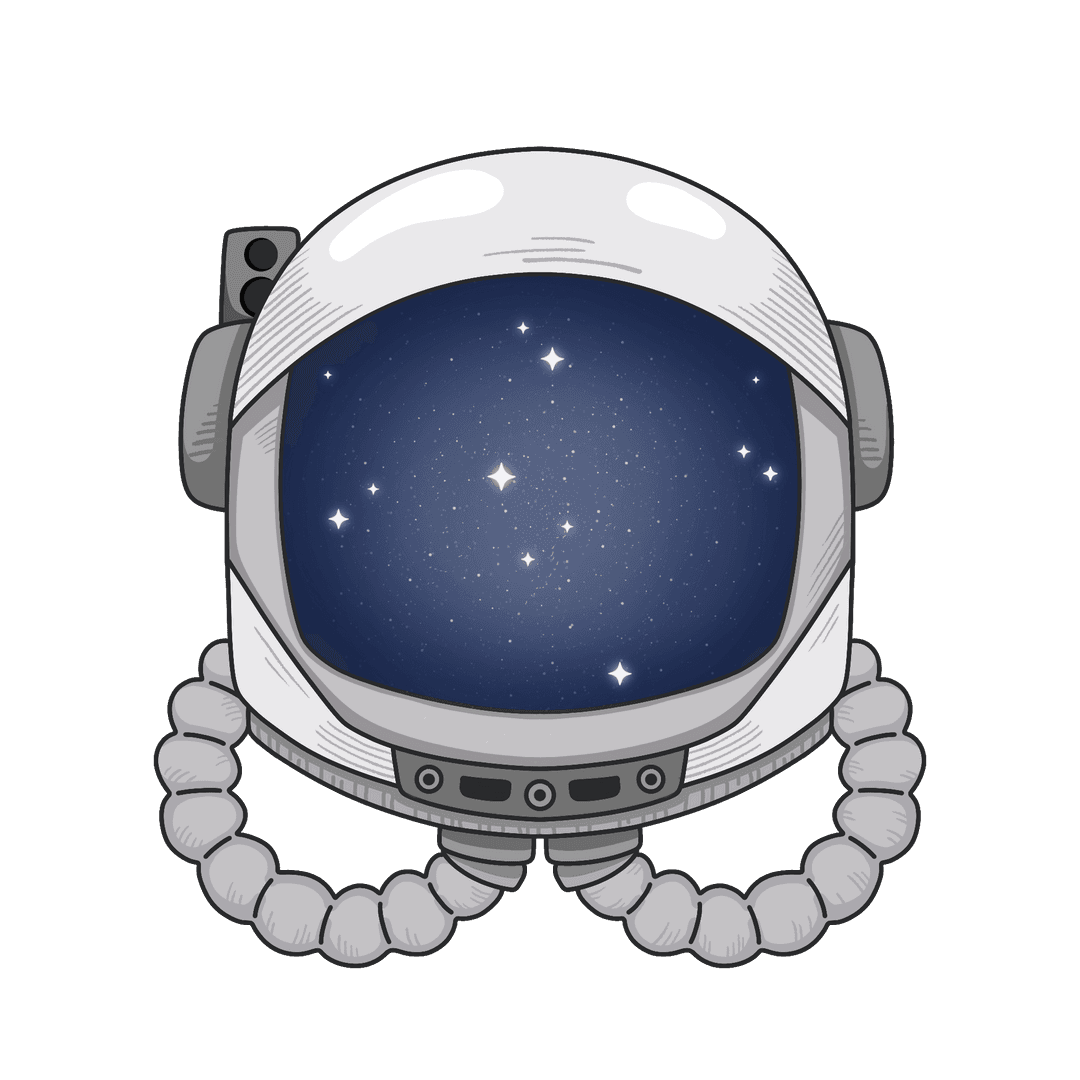 Vector Astronaut Helmet Displaying Starry Visor Transparent