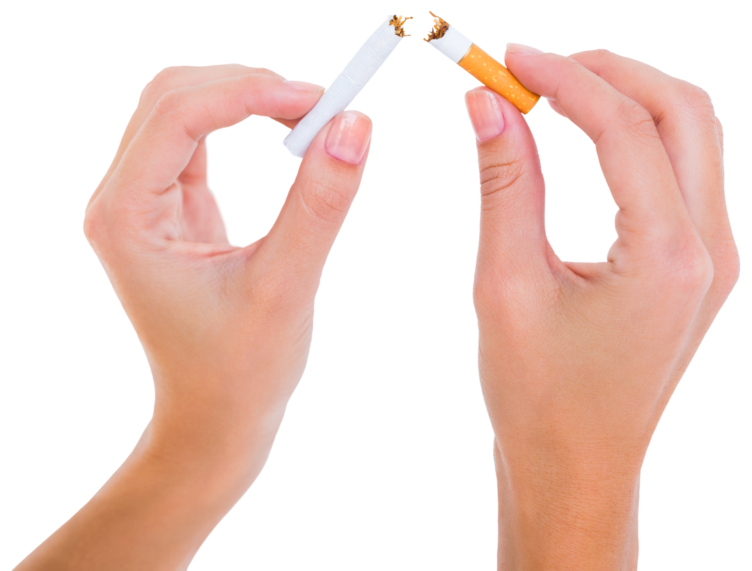 Hands Breaking Cigarette on Transparent Background, Quitting Smoking Concept - Download Free Stock Images Pikwizard.com