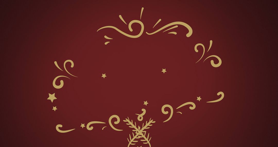 Elegant Christmas Decoration on Red Background with Copy Space