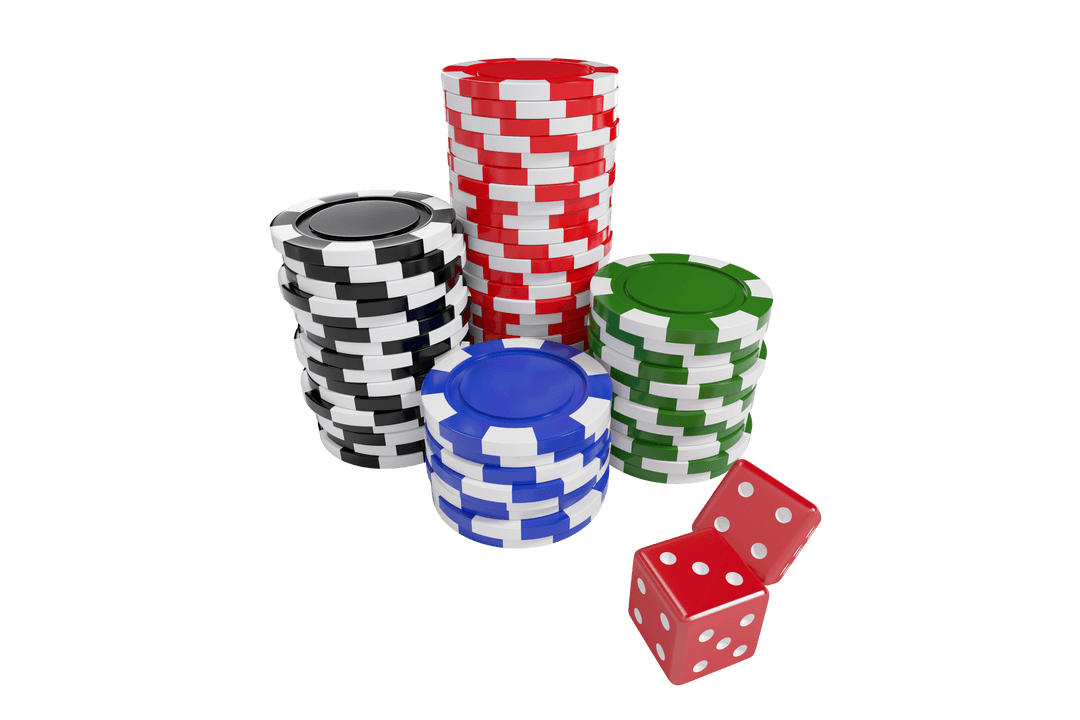 Stacked Colorful Casino Chips with Transparent Background
