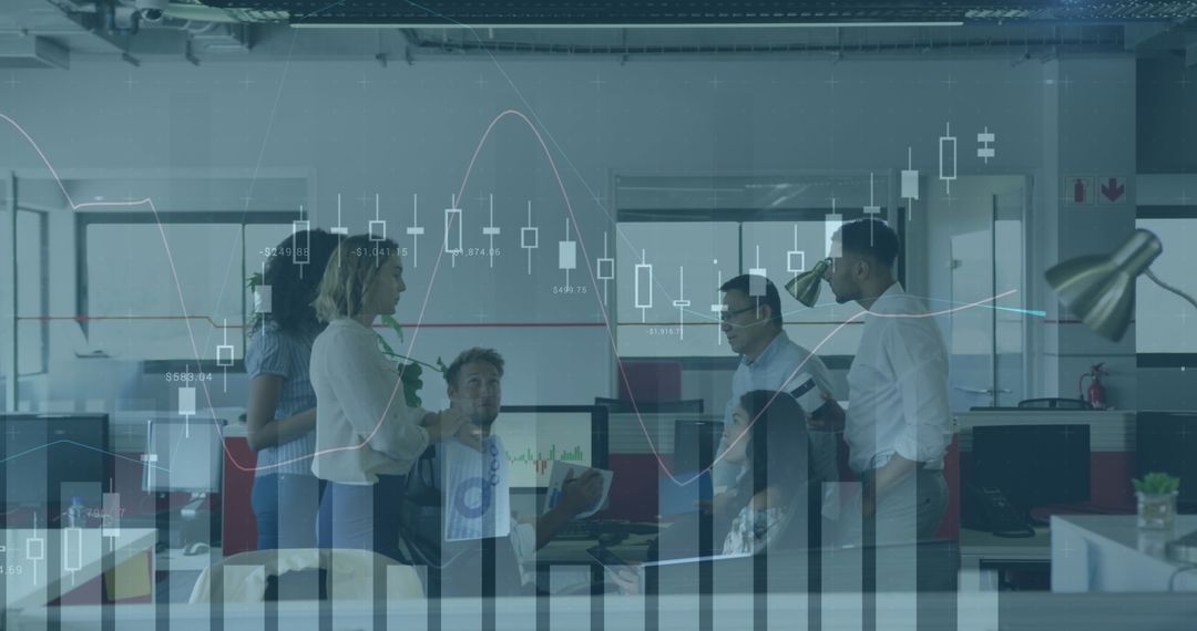 Finance and Technology Overlaying Business Meeting