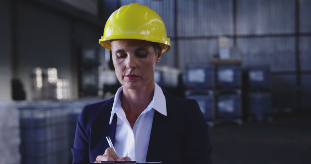 Female Engineer Conducting Inspection in Industrial Warehouse - Free Images, Stock Photos and Pictures on Pikwizard.com