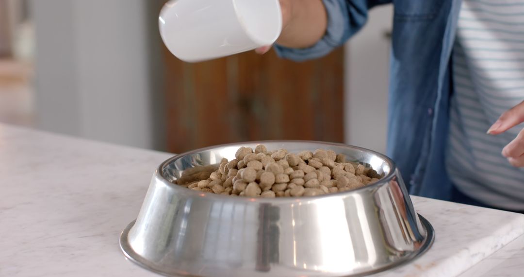 Careful Preparation of Nutritious Meal for Pet Companion
