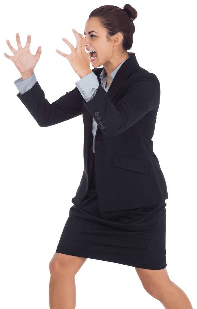 Transparent Businesswoman in Suit Shouting Angrily